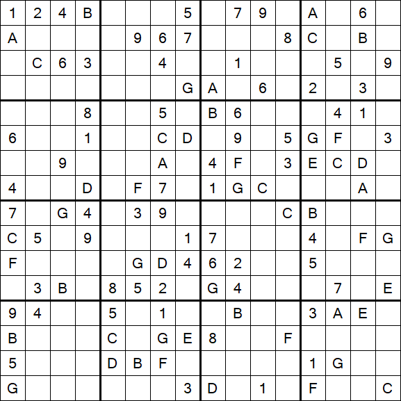 Sudoku 16x16 - Médio
