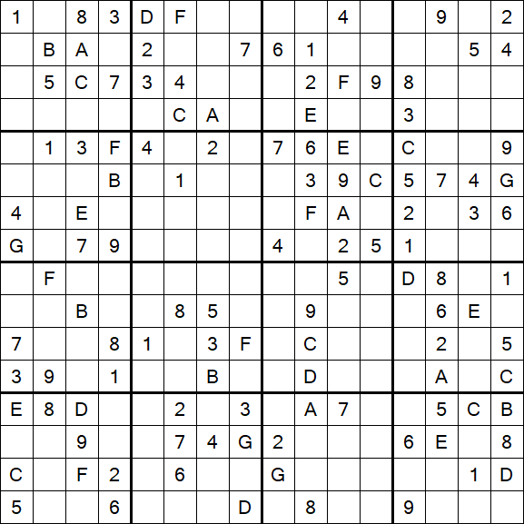Sudoku 16x16 - Médio
