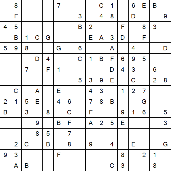 Sudoku 16x16 - Médio
