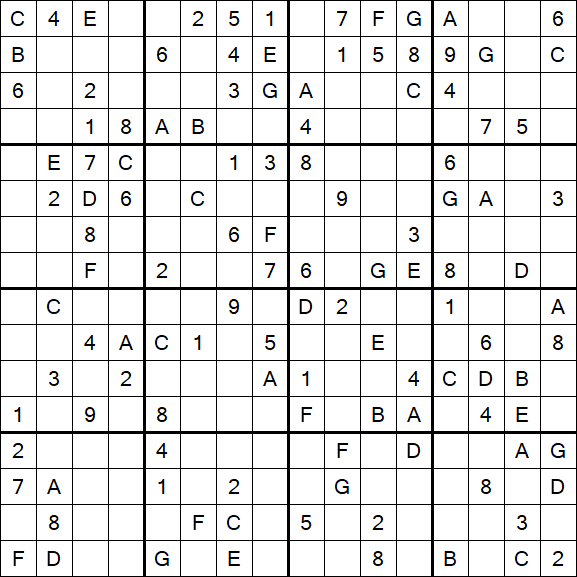 Sudoku 16x16 - Médio