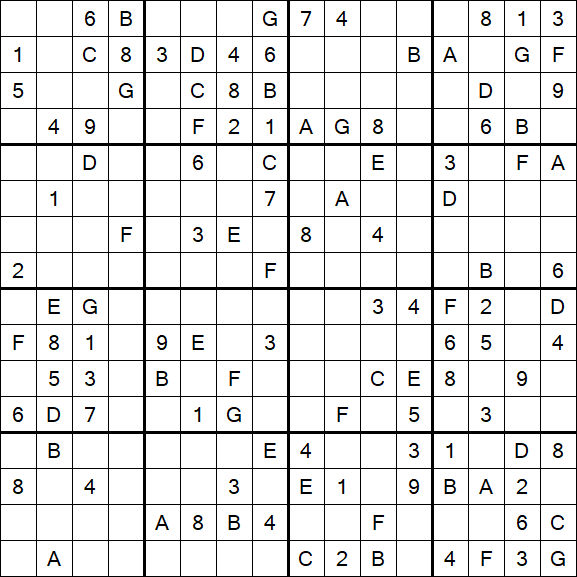 Sudoku 16x16 - Médio