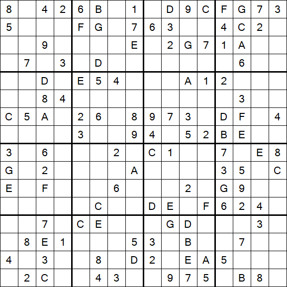 Sudoku 16x16 - Médio