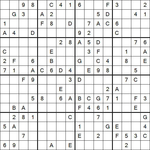 Sudoku 16x16 - Médio