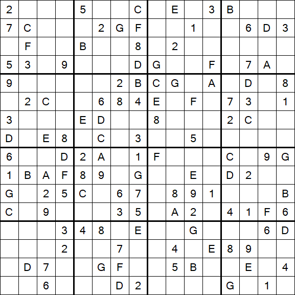 Sudoku 16x16 - Medium