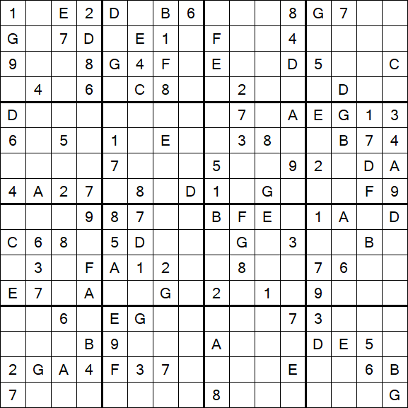 Sudoku 16x16 - Medium
