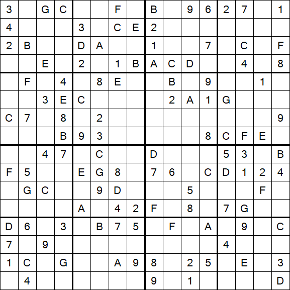 Sudoku 16x16 - Medium