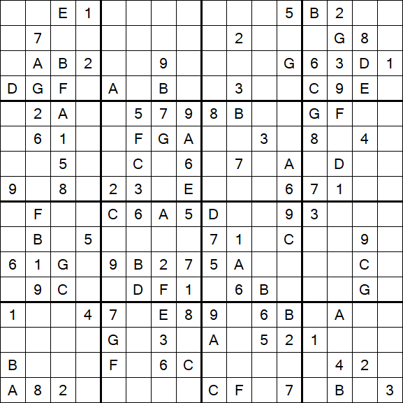 Sudoku 16x16 - Medium