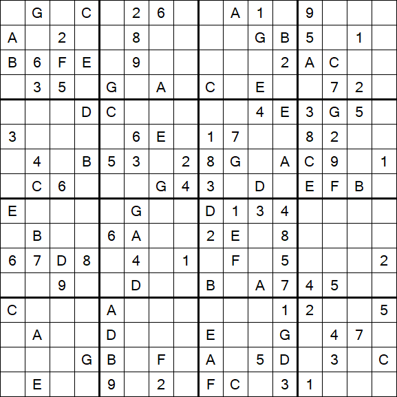 Sudoku 16x16 - Medium