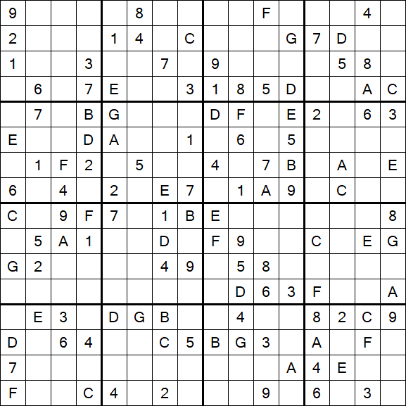 Sudoku 16x16 - Medium