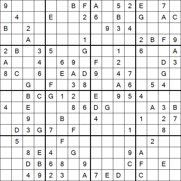 Sudoku 16x16 - Medium