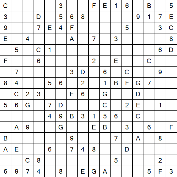 Sudoku 16x16 - Medium