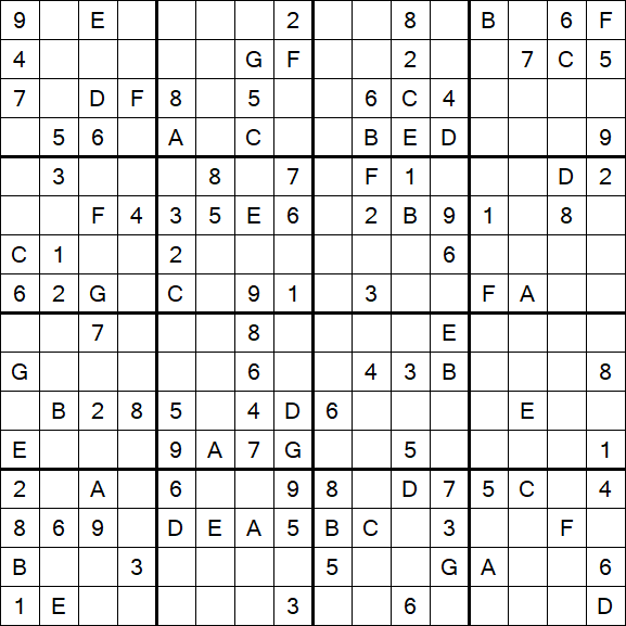 Sudoku 16x16 - Medium