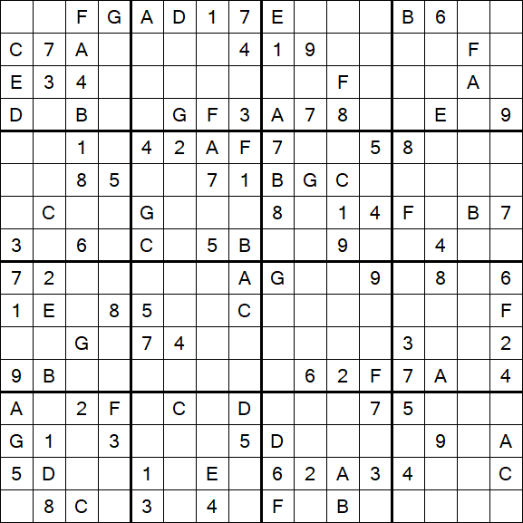 Sudoku 16x16 - Medium