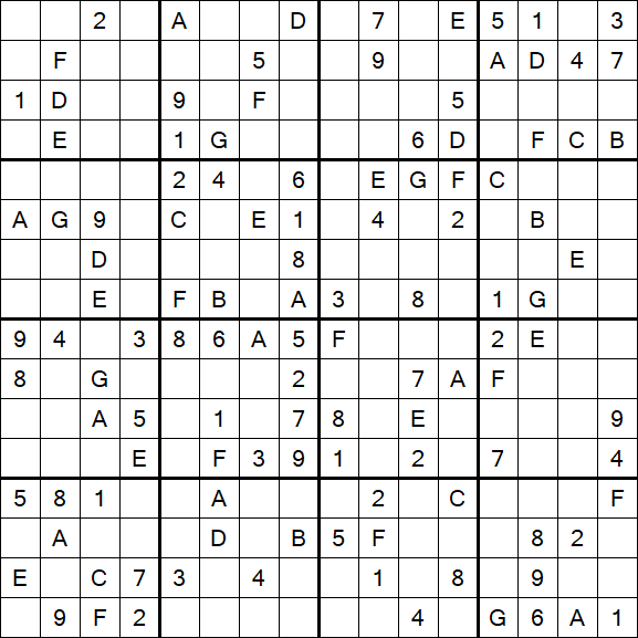 Sudoku 16x16 - Medium