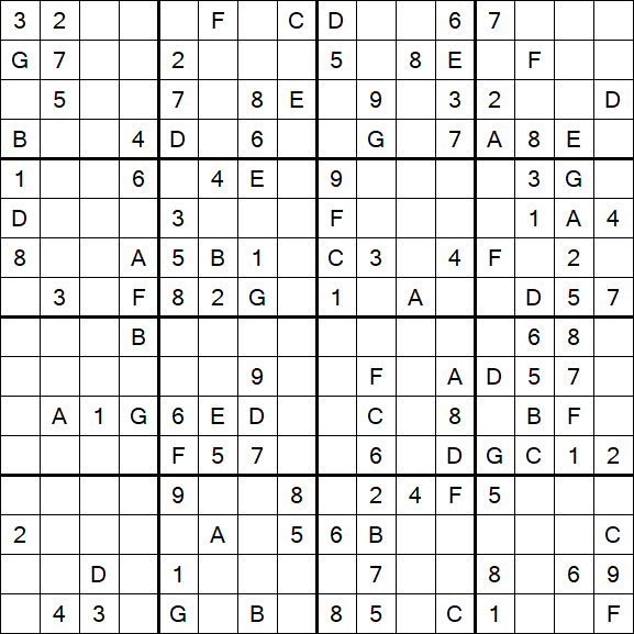 Sudoku 16x16 - Medio