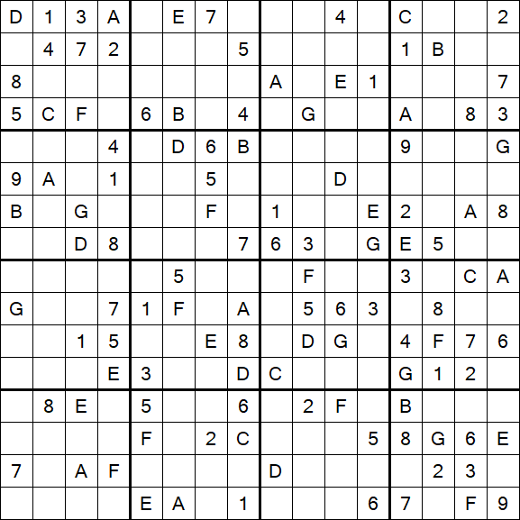 Sudoku 16x16 - Medio