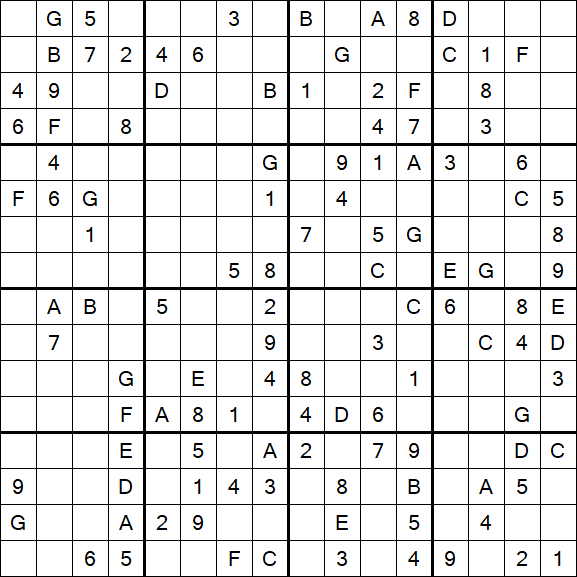 Sudoku 16x16 - Medio