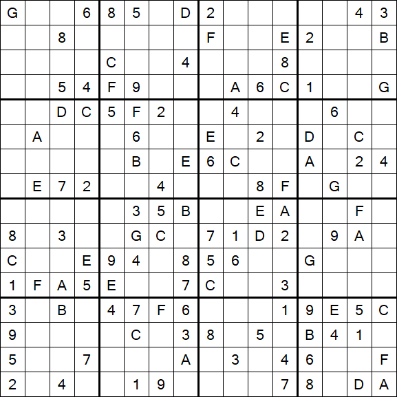 Sudoku 16x16 - Medio