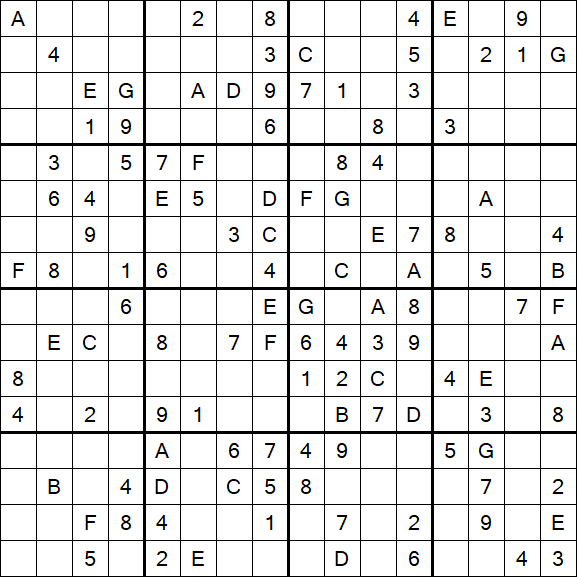 Sudoku 16x16 - Moyen