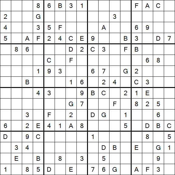 Sudoku 16x16 - Medio
