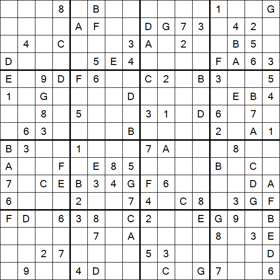 Sudoku 16x16 - Medio