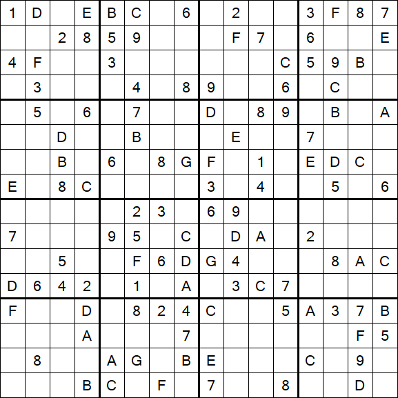 Sudoku 16x16 - Mittel