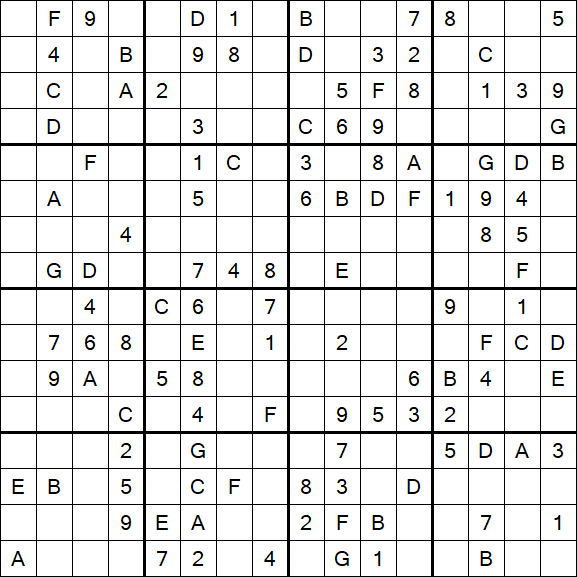 Sudoku 16x16 - Medio