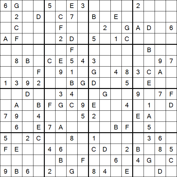 Sudoku 16x16 - Medio
