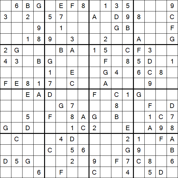 Sudoku 16x16 - Medio