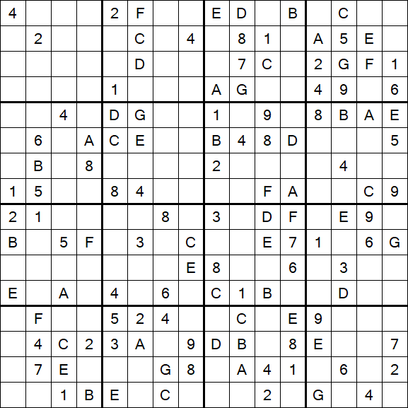 Sudoku 16x16 - Medio