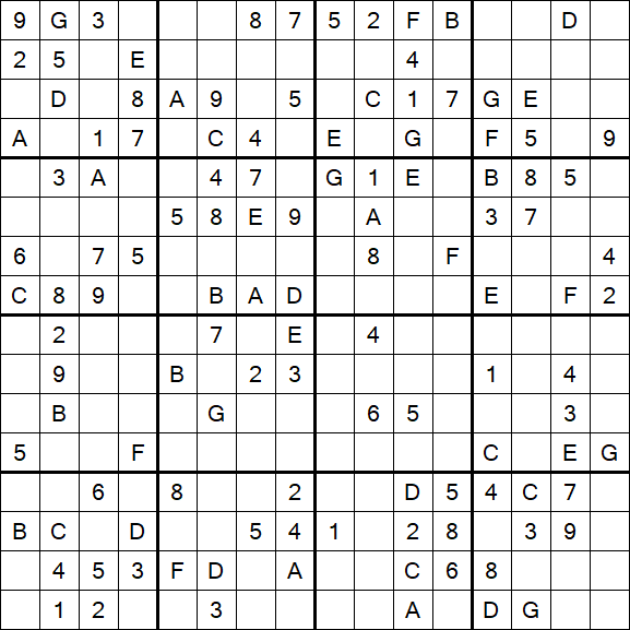 Sudoku 16x16 - Medio
