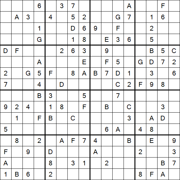 Sudoku 16x16 - Medio