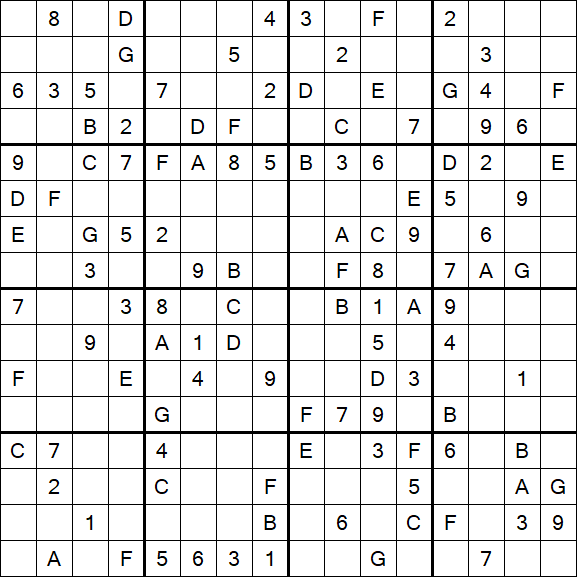 Sudoku 16x16 - Medio