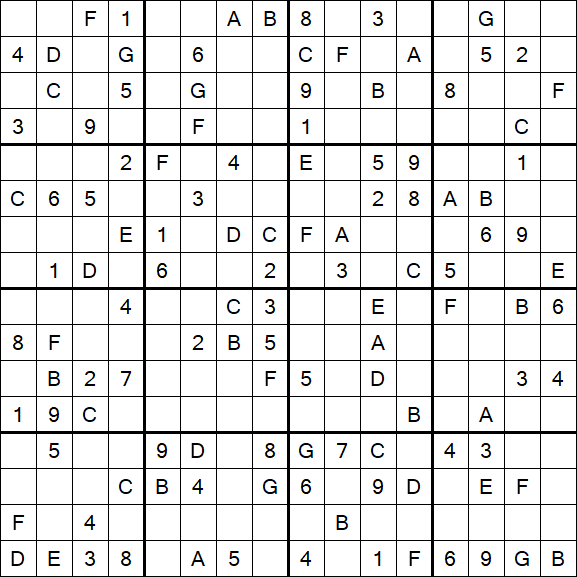 Sudoku 16x16 - Medio