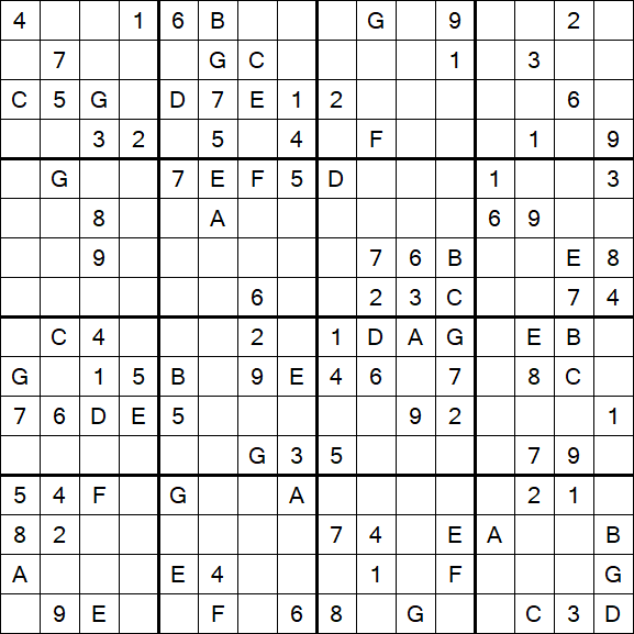 Sudoku 16x16 - Medio