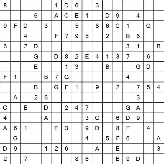 Sudoku 16x16 - Medium