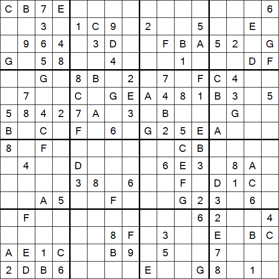 Sudoku 16x16 - Medio