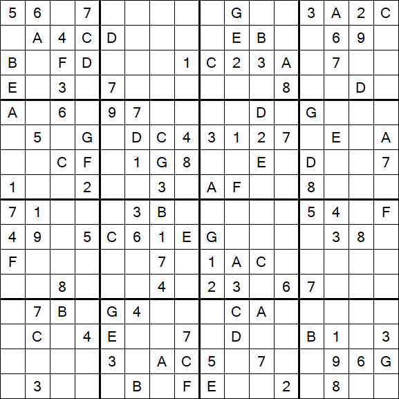 Sudoku 16x16 - Medio