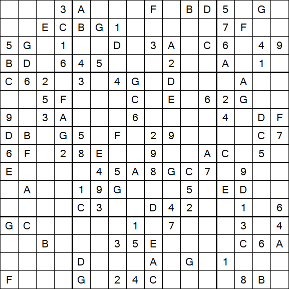 Sudoku 16x16 - Medio