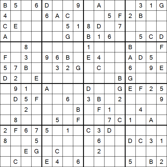 Sudoku 16x16 - Medio