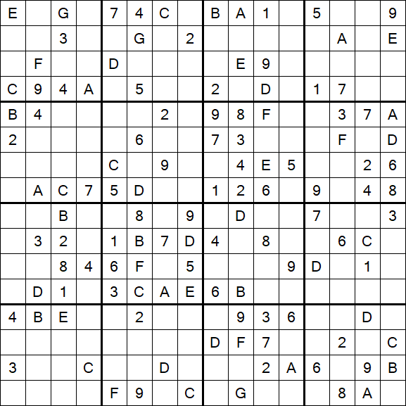 Sudoku 16x16 - Medium