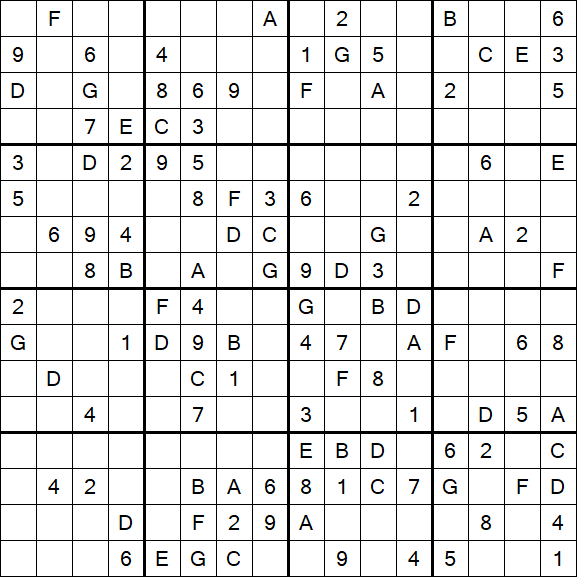 Sudoku 16x16 - Medio