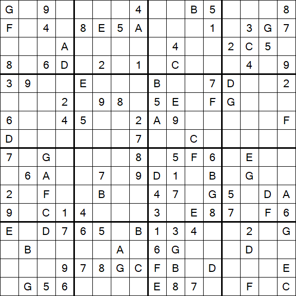 Sudoku 16x16 - Mittel