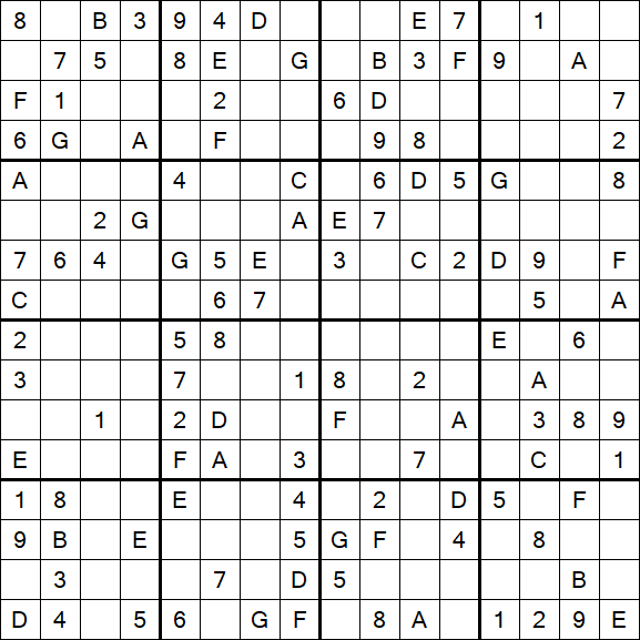 Sudoku 16x16 - Mittel