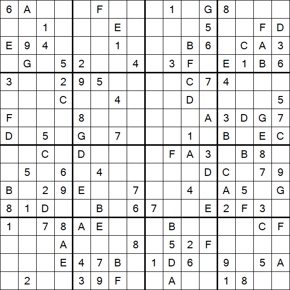 Sudoku 16x16 - Moyen