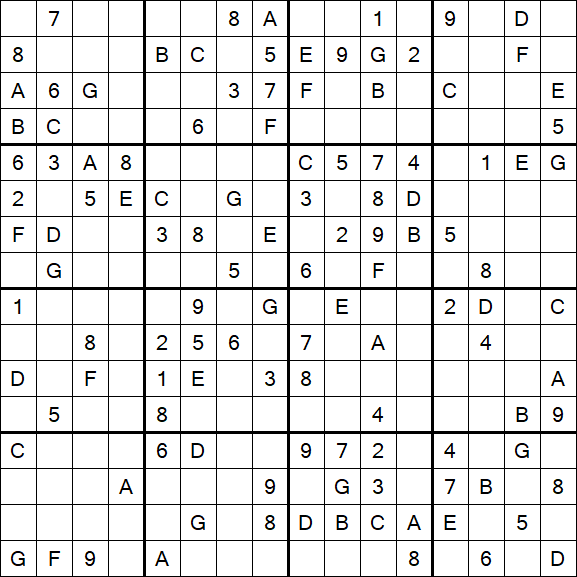 Sudoku 16x16 - Medium