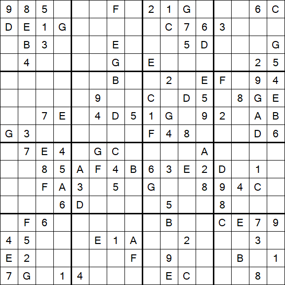 Sudoku 16x16 - Médio