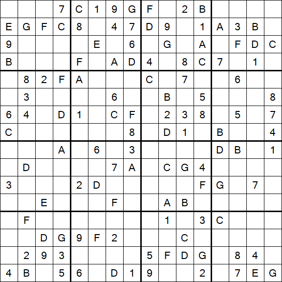 Sudoku 16x16 - Moyen