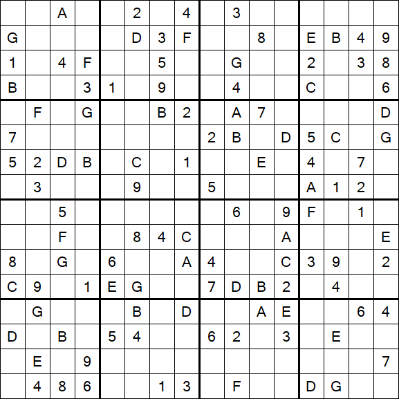 Sudoku 16x16 - Mittel