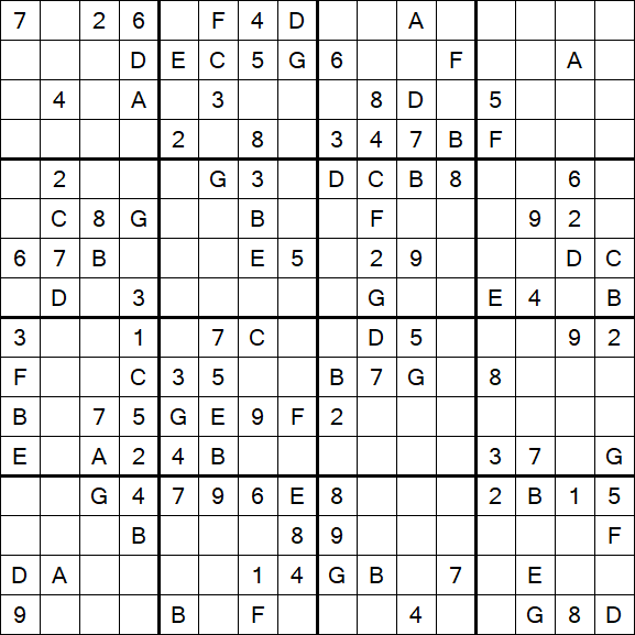 Sudoku 16x16 - Medium